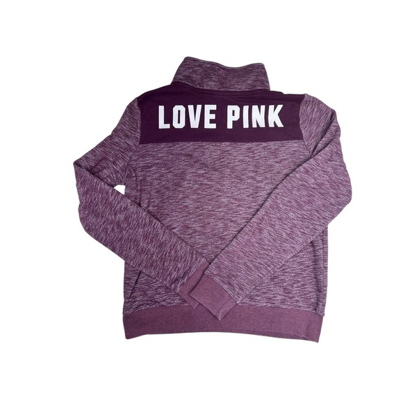 PINK Womens Size M Maroon Quarter-Zip Sweatshirt Logo Athleisure - Picture 5 of 7